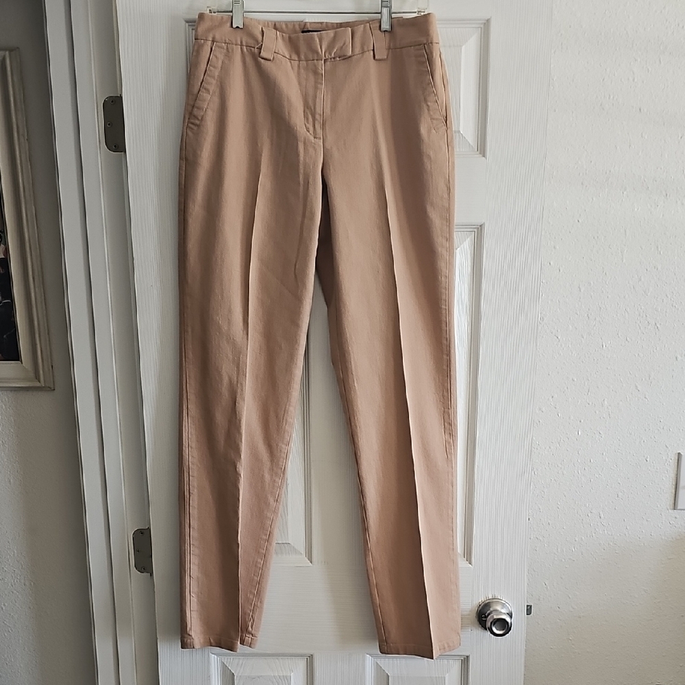 Tan Chinos with Flat-Front Design and Straight Leg